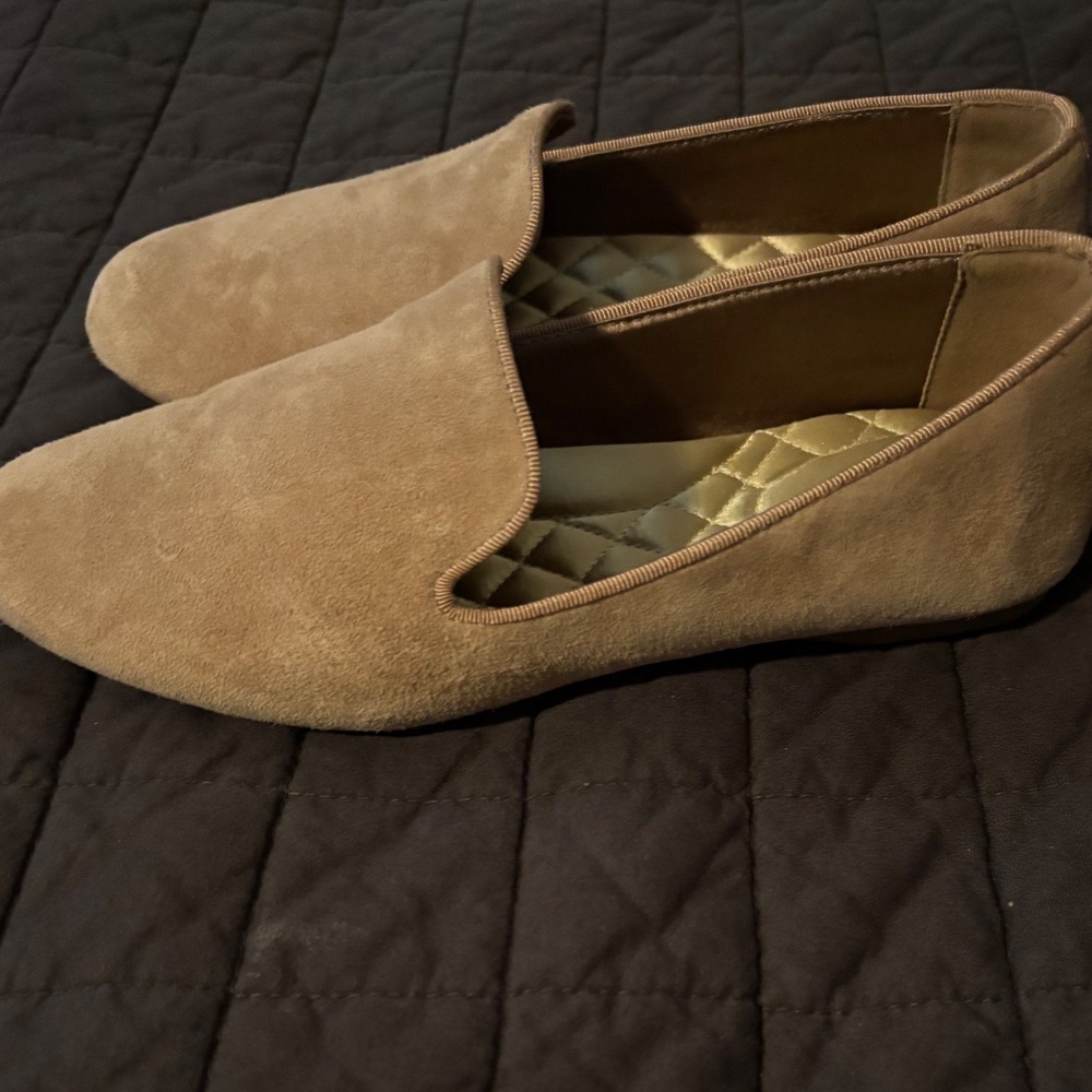 Birdies The Starling Tan‎ Suede Smoking Loafers Flats Womens 6.5 Sand Round Toe - Picture 2 of 7